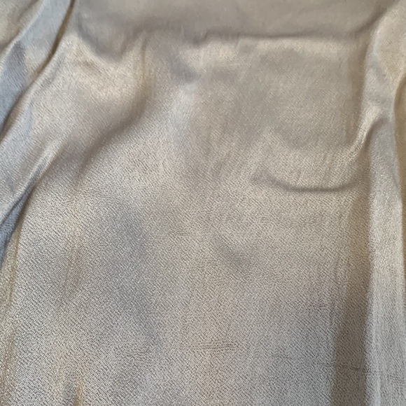 RAQUEL Allegra satin silver platinum gray drawstring sweatshirt blouse top - Picture 7 of 9